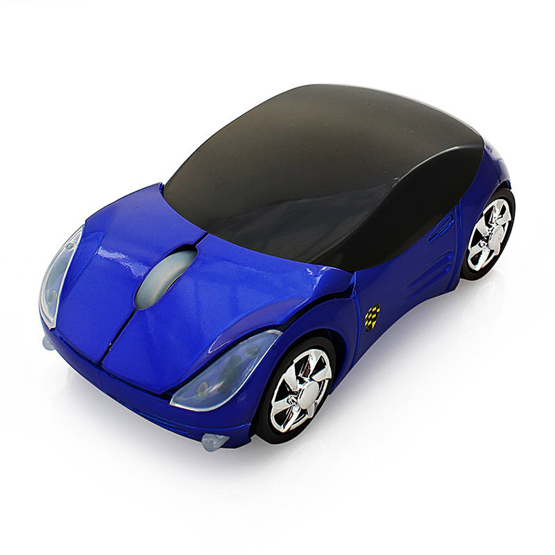 Blue wireless car mouse designed to enhance your desk setup, stylishly shaped like a compact sports car.