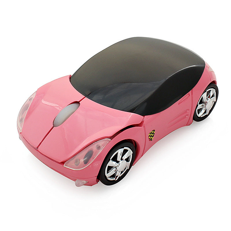 Pink wireless car mouse for a fun desktop experience, shaped like an eye-catching car.