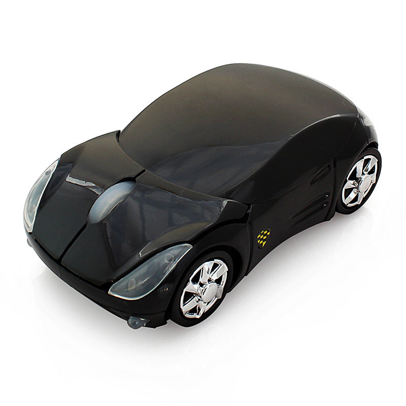 Black wireless car mouse perfect for computer use, mimicking the style of a sports car.