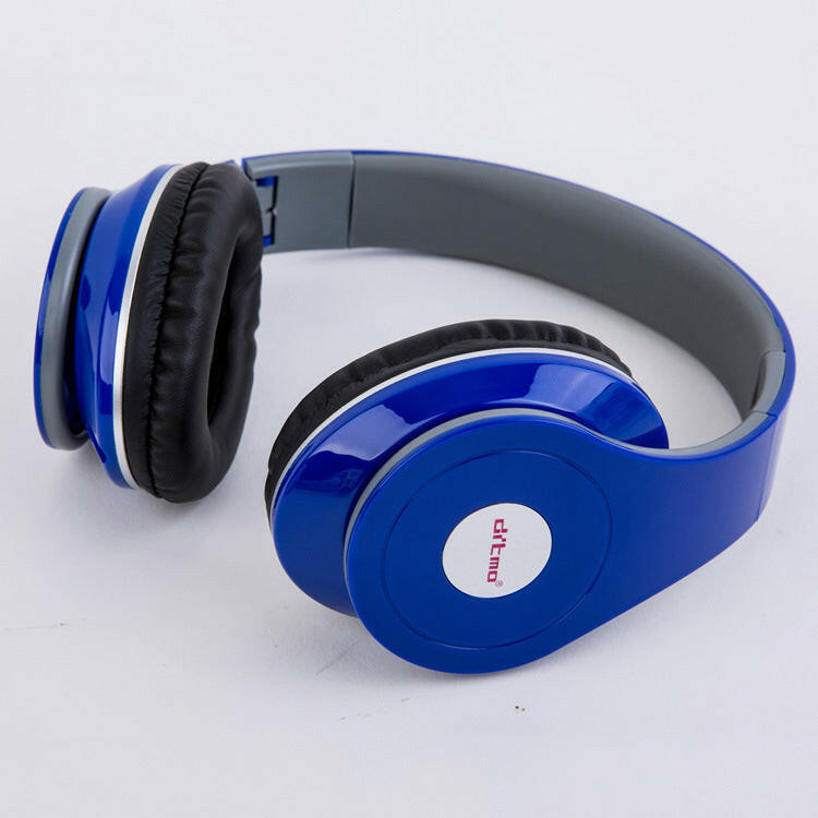 Bold blue wired headphones displayed with plush ear cushions, ready for gaming or music.