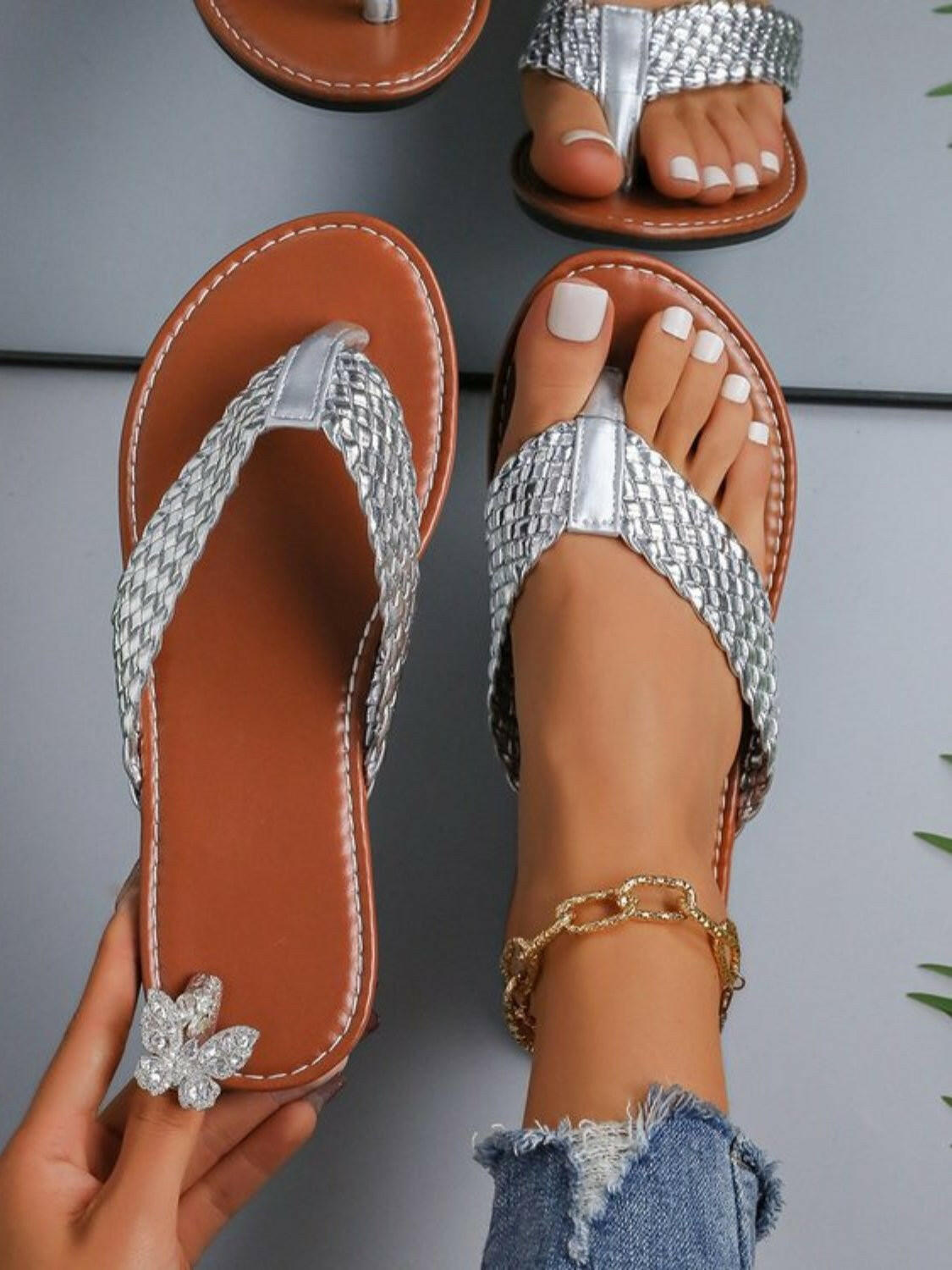 Braided Flat Sandals for Women - Comfortable PU & Rubber Summer Footwear - Nikki's Boutique