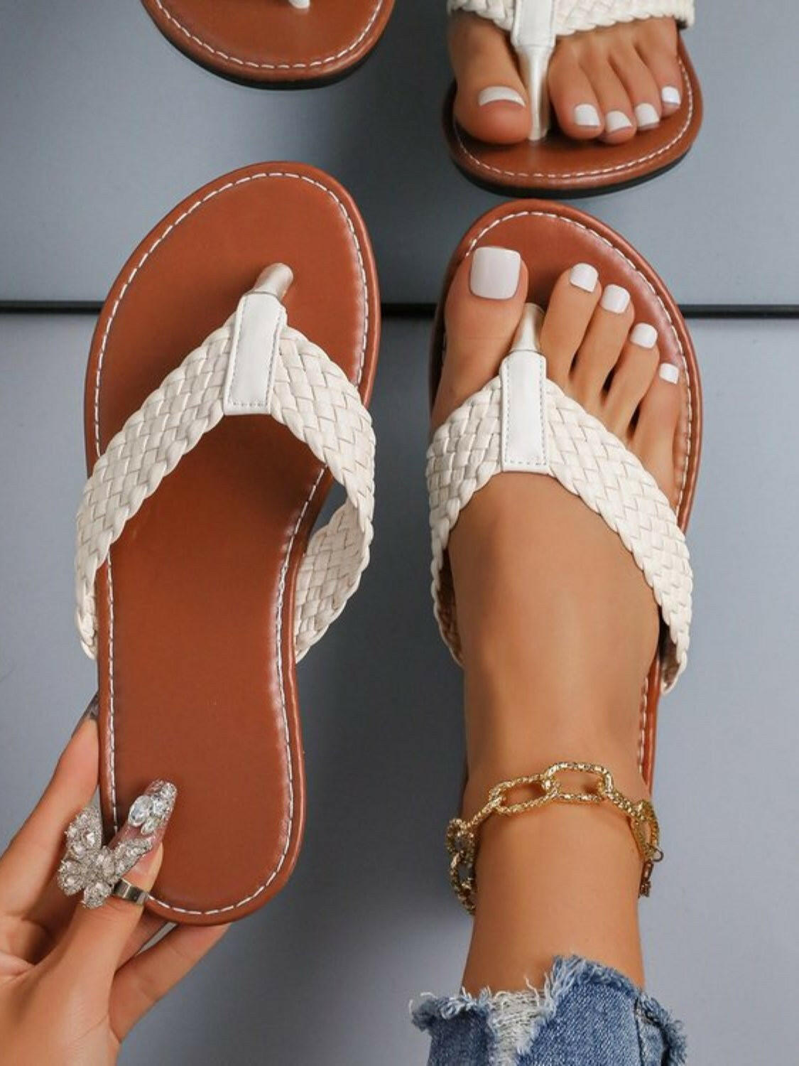 Braided Flat Sandals for Women - Comfortable PU & Rubber Summer Footwear - Nikki's Boutique