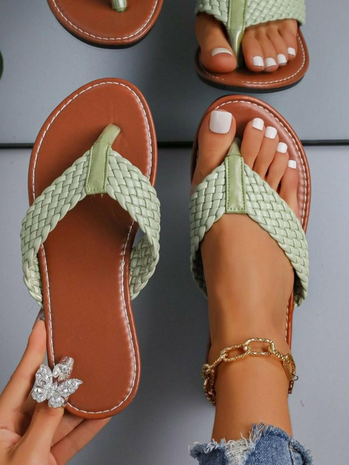 Braided Flat Sandals for Women - Comfortable PU & Rubber Summer Footwear - Nikki's Boutique