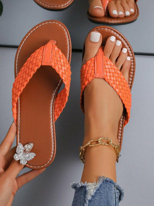 Braided Flat Sandals for Women - Comfortable PU & Rubber Summer Footwear - Nikki's Boutique