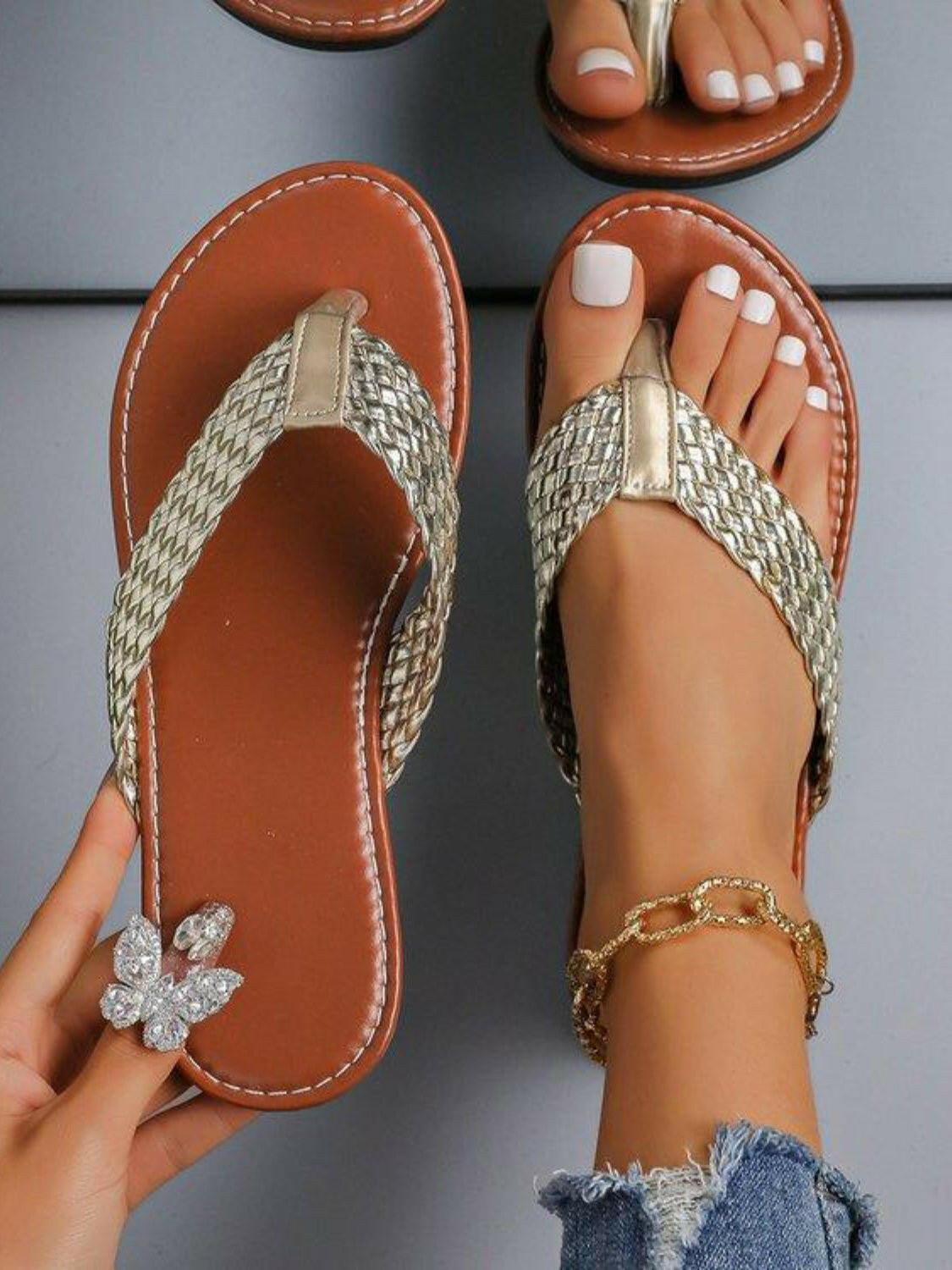 Braided Flat Sandals for Women - Comfortable PU & Rubber Summer Footwear - Nikki's Boutique