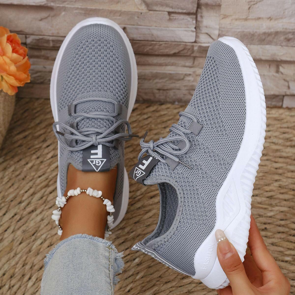 Comfortable Breathable Mesh Sneakers for Women - Lace - Up Athletic Flats in Multiple Sizes - Nikki's Boutique