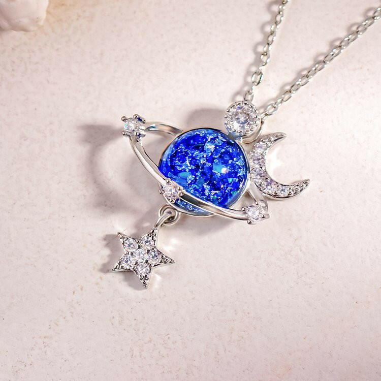 Starry Sky Inlaid Zircon Moon Star Necklace - Nikki's Boutique