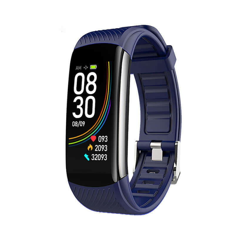 Smart Bluetooth electronic watch with fitness tracking features and a stylish blue design.