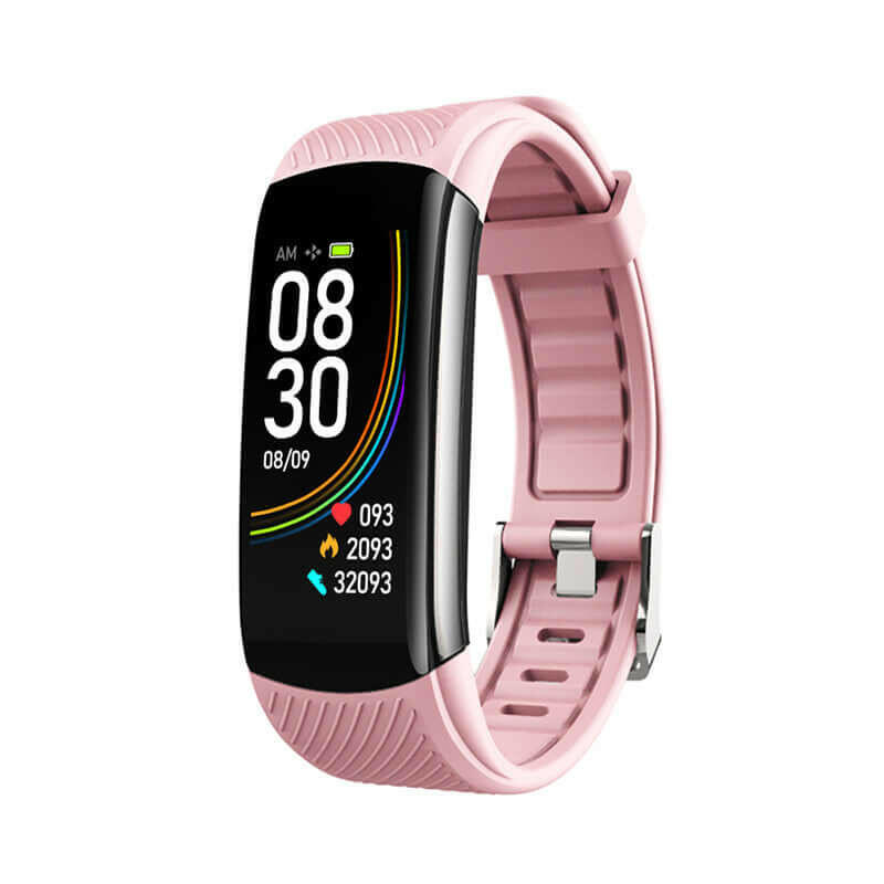 Smart Bluetooth electronic watch in pink, featuring a colorful display for fitness tracking and notifications.